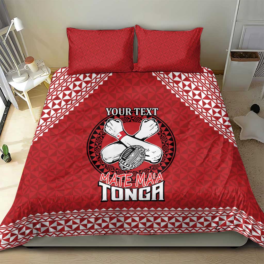 Tonga Rugby XIII Custom Bedding Set Mate Ma'a Tonga with Ngatu Pattern - Vibe Hoodie Shop