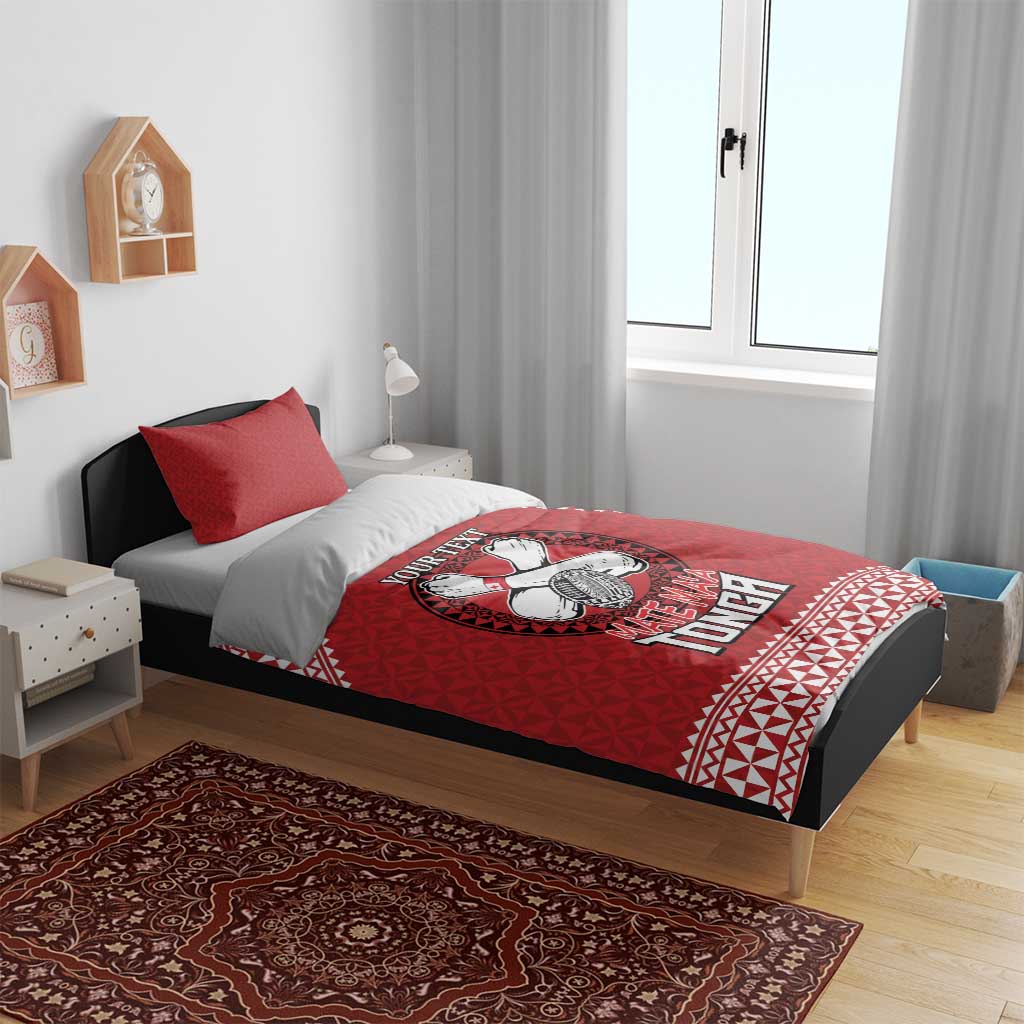 Tonga Rugby XIII Custom Bedding Set Mate Ma'a Tonga with Ngatu Pattern - Vibe Hoodie Shop
