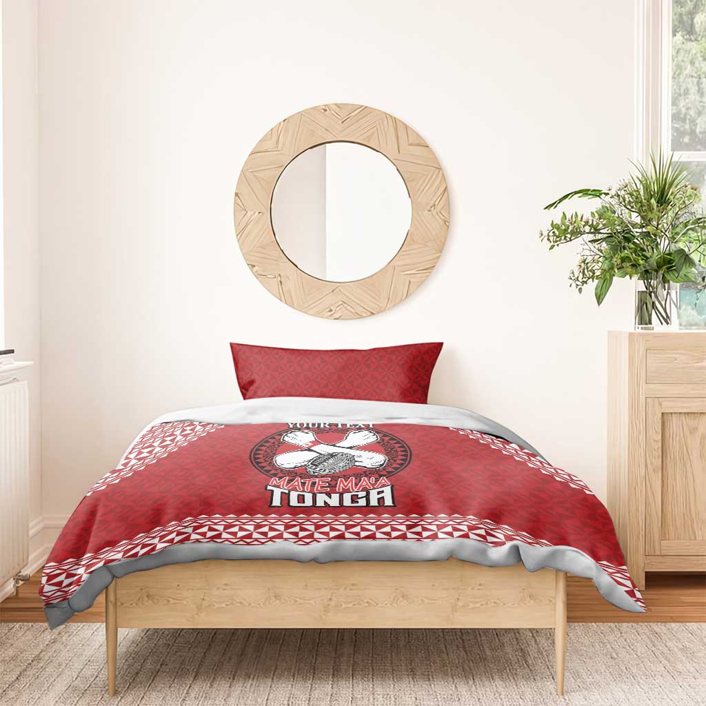 Tonga Rugby XIII Custom Bedding Set Mate Ma'a Tonga with Ngatu Pattern - Vibe Hoodie Shop