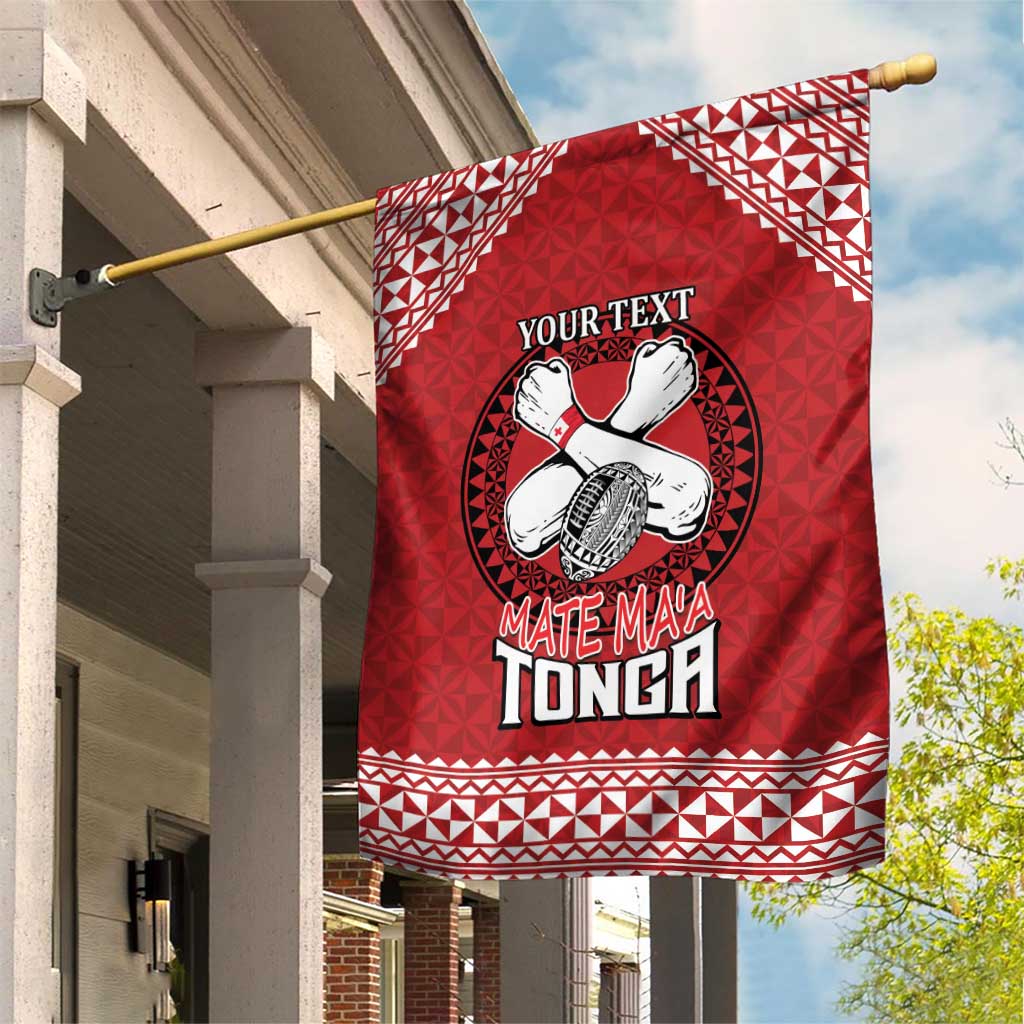 Tonga Rugby XIII Custom Garden Flag Mate Ma'a Tonga with Ngatu Pattern - Vibe Hoodie Shop