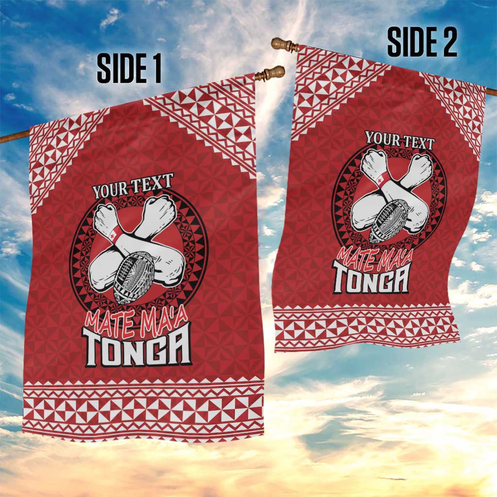 Tonga Rugby XIII Custom Garden Flag Mate Ma'a Tonga with Ngatu Pattern - Vibe Hoodie Shop