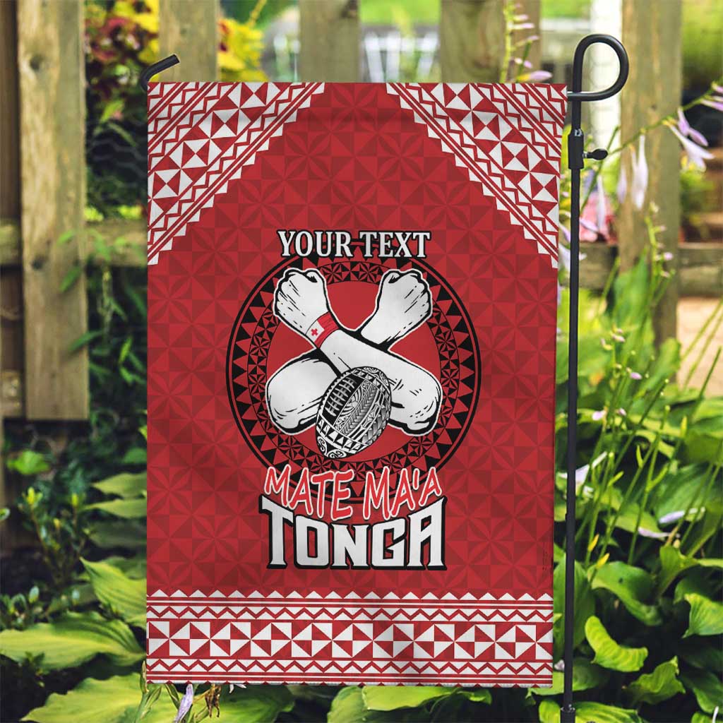 Tonga Rugby XIII Custom Garden Flag Mate Ma'a Tonga with Ngatu Pattern - Vibe Hoodie Shop