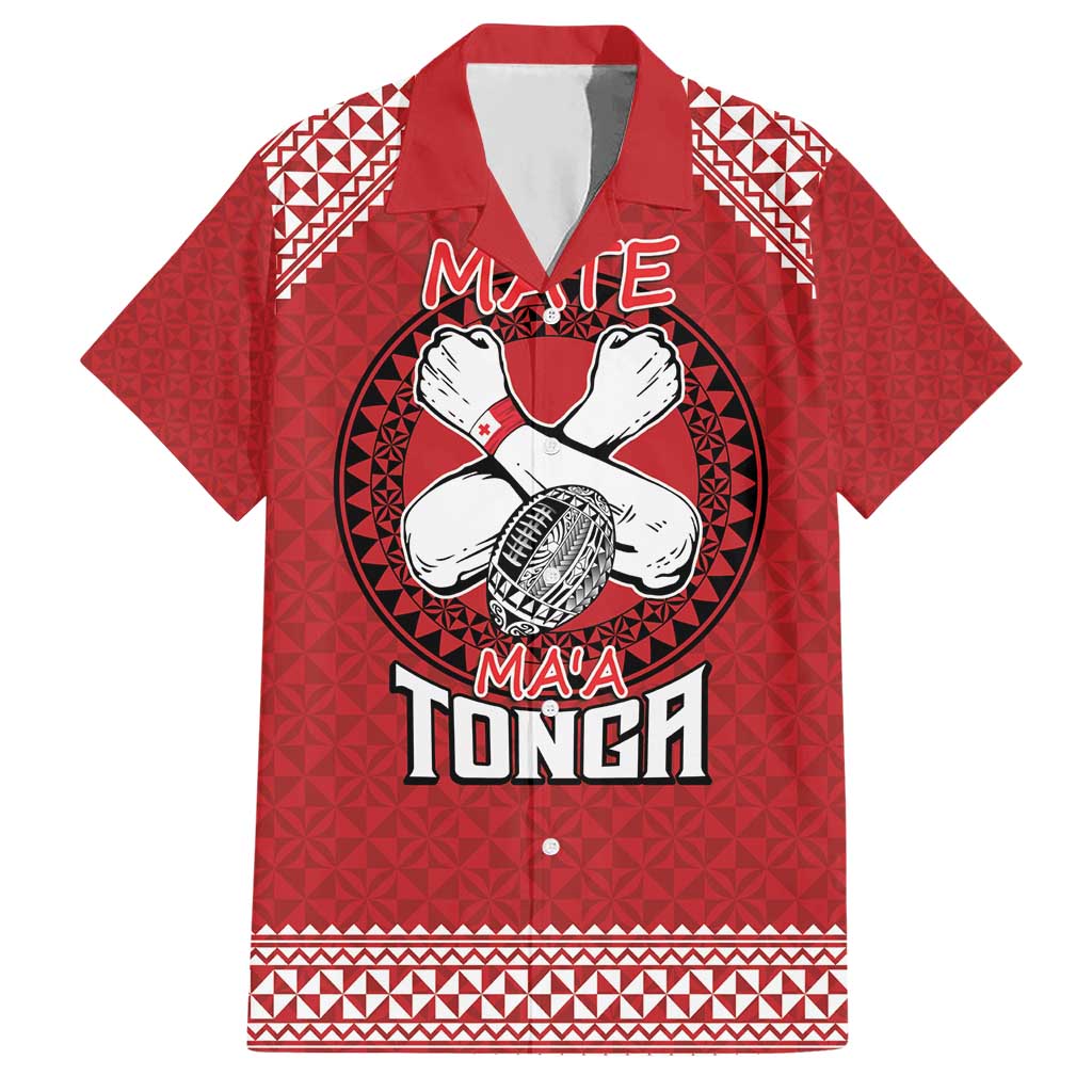 Tonga Rugby XIII Custom Hawaiian Shirt Mate Ma'a Tonga with Ngatu Pattern - Vibe Hoodie Shop