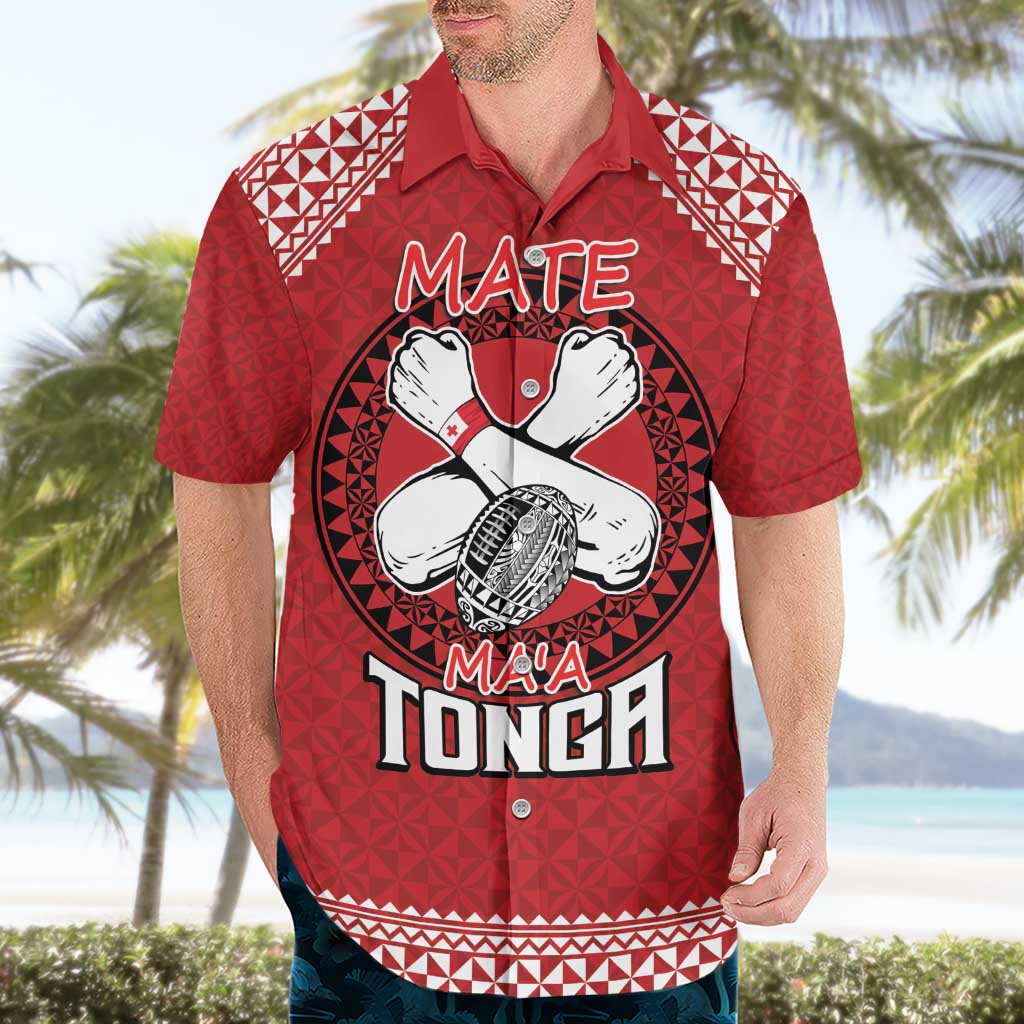 Tonga Rugby XIII Custom Hawaiian Shirt Mate Ma'a Tonga with Ngatu Pattern - Vibe Hoodie Shop