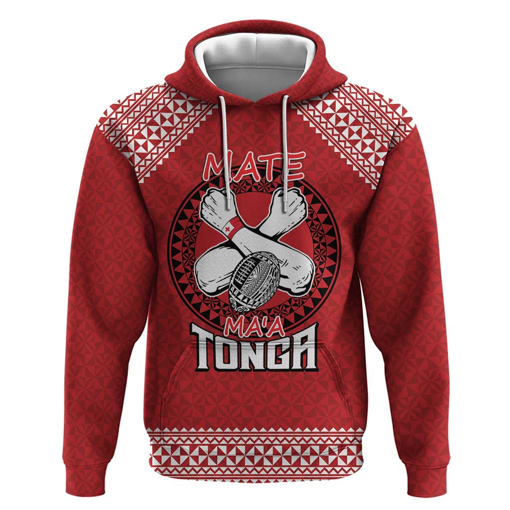 Tonga Rugby XIII Custom Hoodie Mate Ma'a Tonga with Ngatu Pattern LT9 - Vibe Hoodie Shop