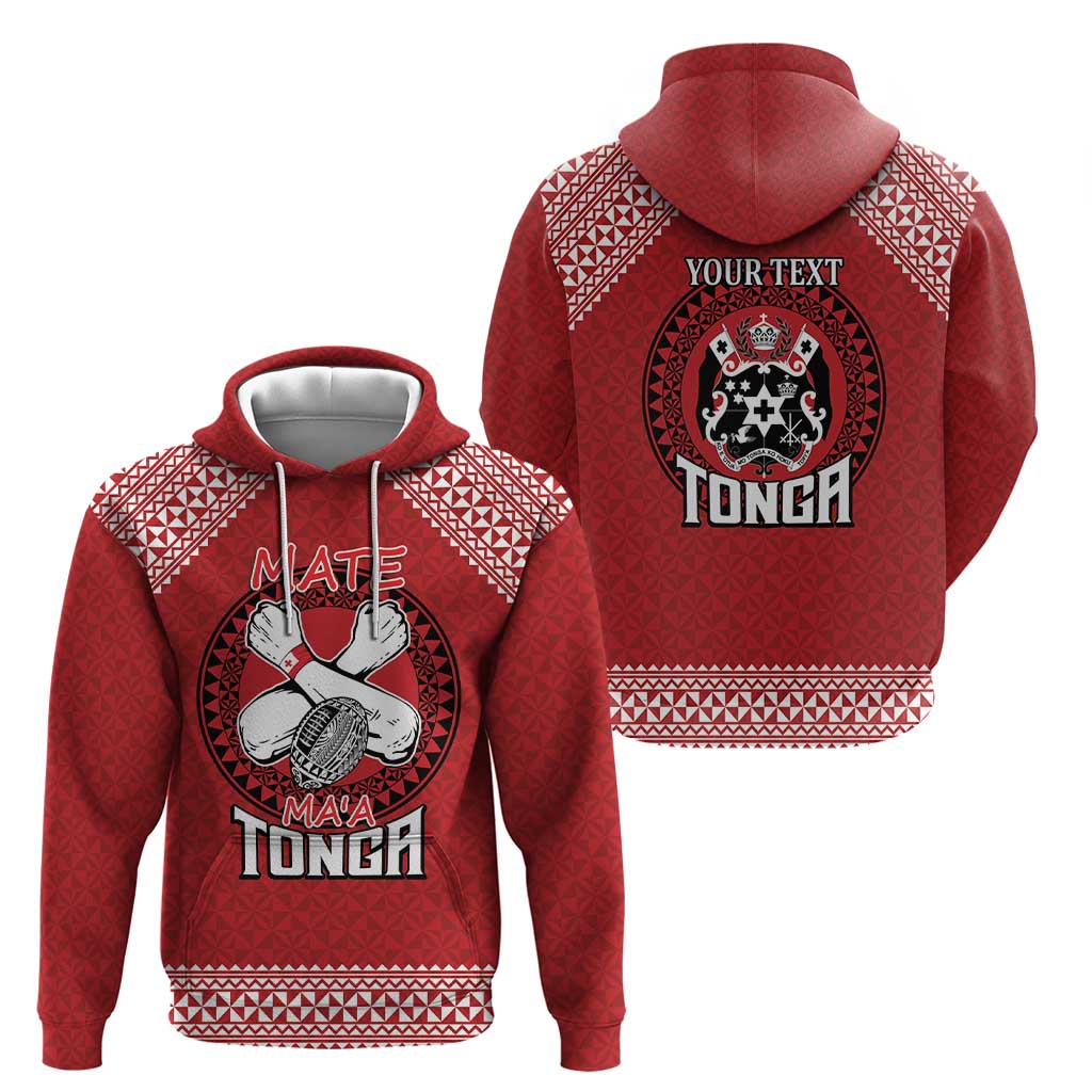 Tonga Rugby XIII Custom Hoodie Mate Ma'a Tonga with Ngatu Pattern LT9 - Vibe Hoodie Shop
