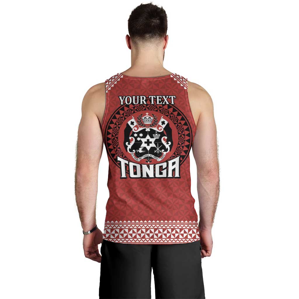 Tonga Rugby XIII Custom Men Tank Top Mate Ma'a Tonga with Ngatu Pattern - Vibe Hoodie Shop