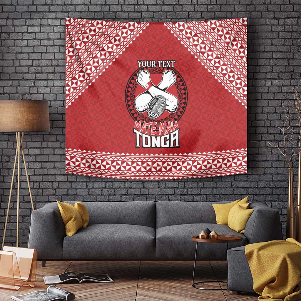 Tonga Rugby XIII Custom Tapestry Mate Ma'a Tonga with Ngatu Pattern - Vibe Hoodie Shop