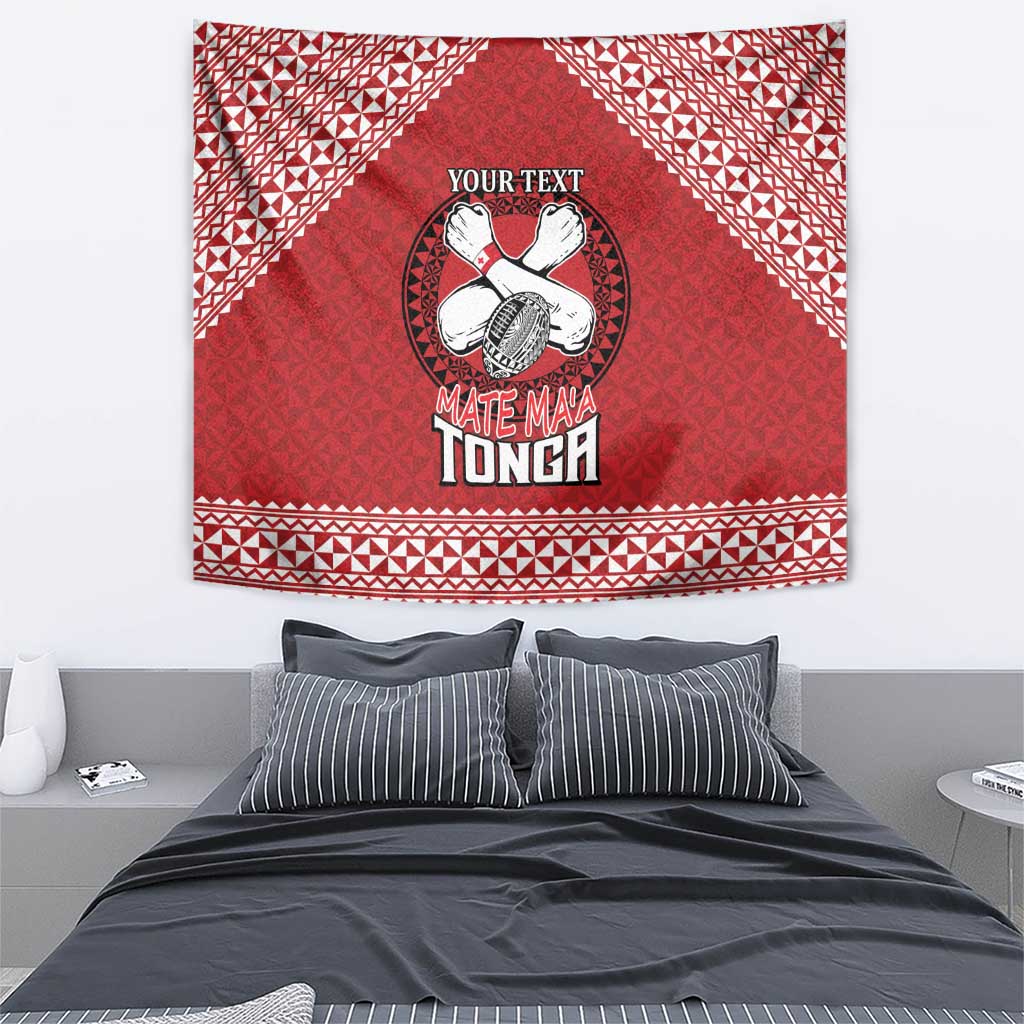 Tonga Rugby XIII Custom Tapestry Mate Ma'a Tonga with Ngatu Pattern - Vibe Hoodie Shop