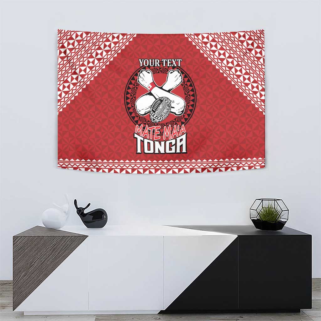 Tonga Rugby XIII Custom Tapestry Mate Ma'a Tonga with Ngatu Pattern - Vibe Hoodie Shop