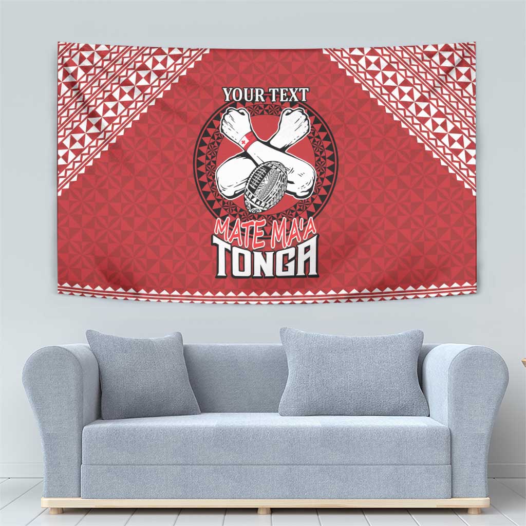 Tonga Rugby XIII Custom Tapestry Mate Ma'a Tonga with Ngatu Pattern - Vibe Hoodie Shop