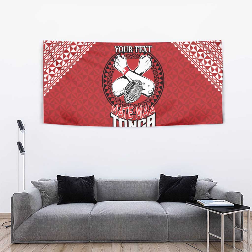 Tonga Rugby XIII Custom Tapestry Mate Ma'a Tonga with Ngatu Pattern - Vibe Hoodie Shop