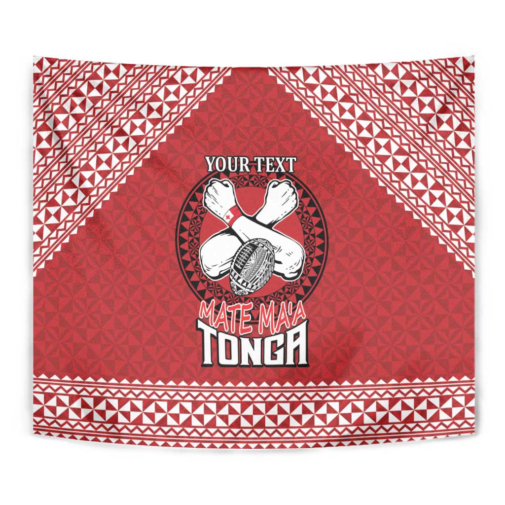 Tonga Rugby XIII Custom Tapestry Mate Ma'a Tonga with Ngatu Pattern - Vibe Hoodie Shop