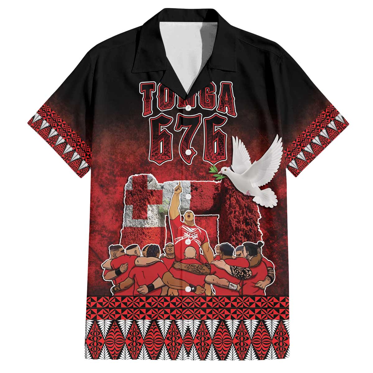 Custom Tonga 676 Haʻamonga ʻa Maui Family Matching Off The Shoulder Long Sleeve Dress and Hawaiian Shirt Tongan Sipi Tau Unique Dance
