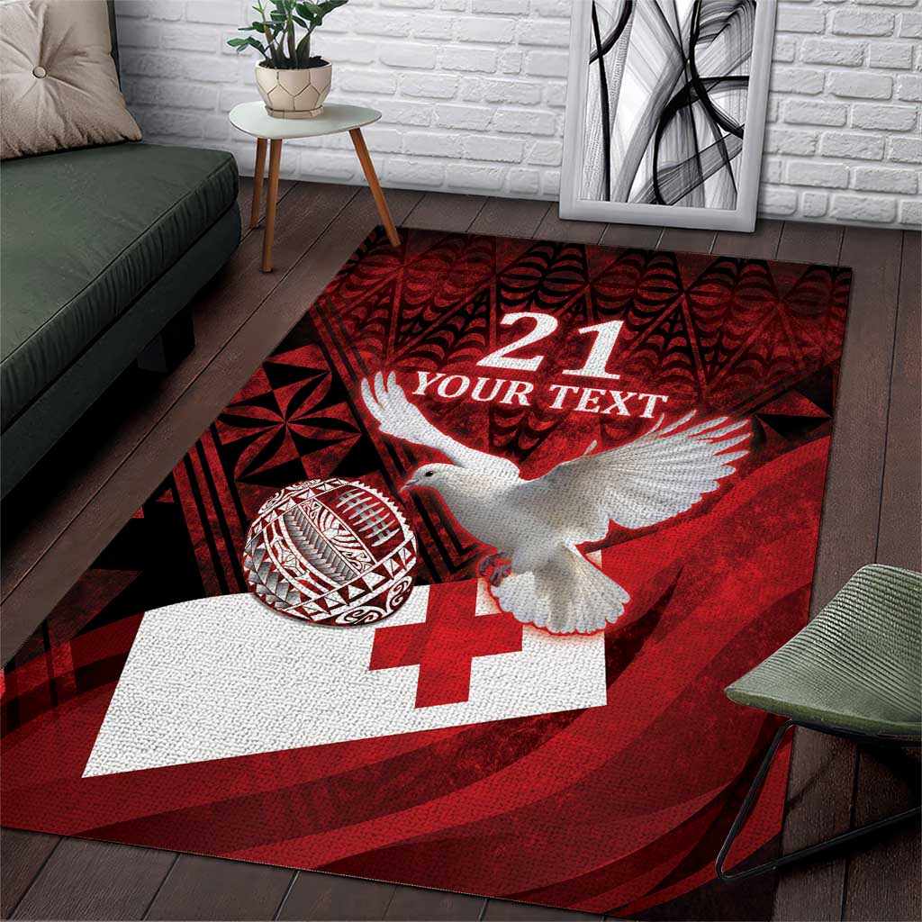 Custom Tonga XIII Rugby Tribal Tattoo Area Rug Mate Ma'a Tonga Kupesi Ngatu Grunge Style - Vibe Hoodie Shop