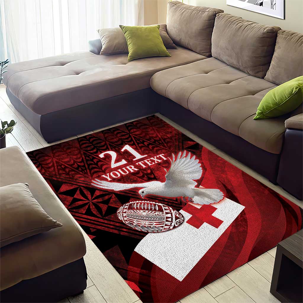 Custom Tonga XIII Rugby Tribal Tattoo Area Rug Mate Ma'a Tonga Kupesi Ngatu Grunge Style - Vibe Hoodie Shop