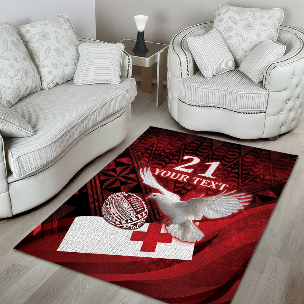 Custom Tonga XIII Rugby Tribal Tattoo Area Rug Mate Ma'a Tonga Kupesi Ngatu Grunge Style - Vibe Hoodie Shop