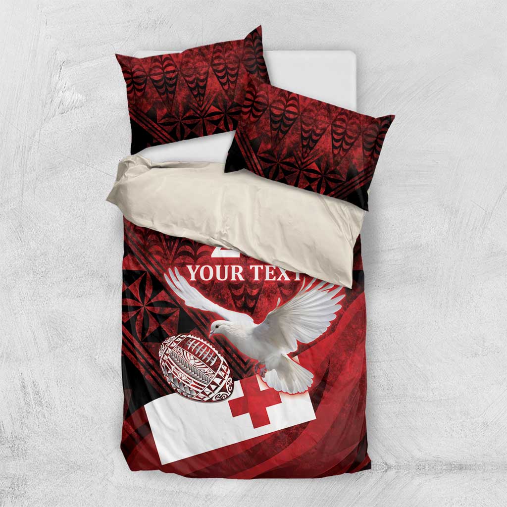 Custom Tonga XIII Rugby Tribal Tattoo Bedding Set Mate Ma'a Tonga Kupesi Ngatu Grunge Style - Vibe Hoodie Shop