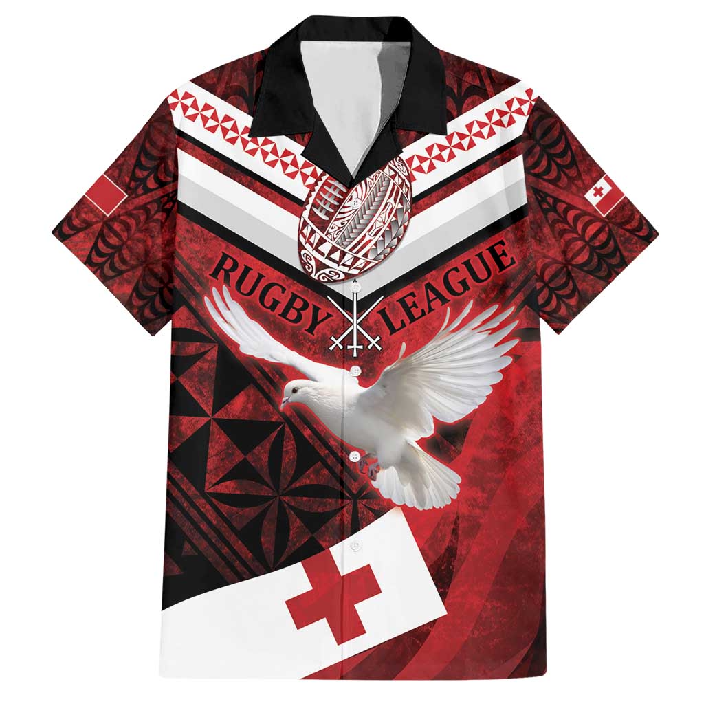 Custom Tonga XIII Rugby Tribal Tattoo Hawaiian Shirt Mate Ma'a Tonga Kupesi Ngatu Grunge Style - Vibe Hoodie Shop