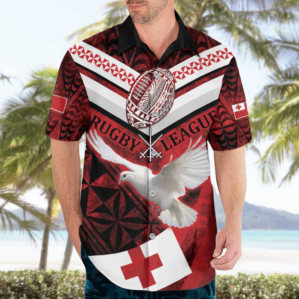 Custom Tonga XIII Rugby Tribal Tattoo Hawaiian Shirt Mate Ma'a Tonga Kupesi Ngatu Grunge Style - Vibe Hoodie Shop