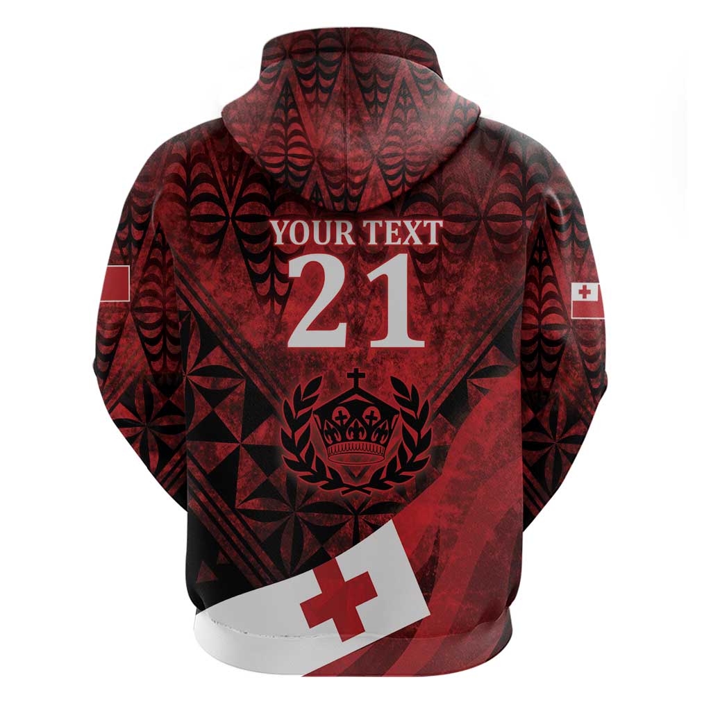 Custom Tonga XIII Rugby Tribal Tattoo Hoodie Mate Ma'a Tonga Kupesi Ngatu Grunge Style LT9 - Vibe Hoodie Shop