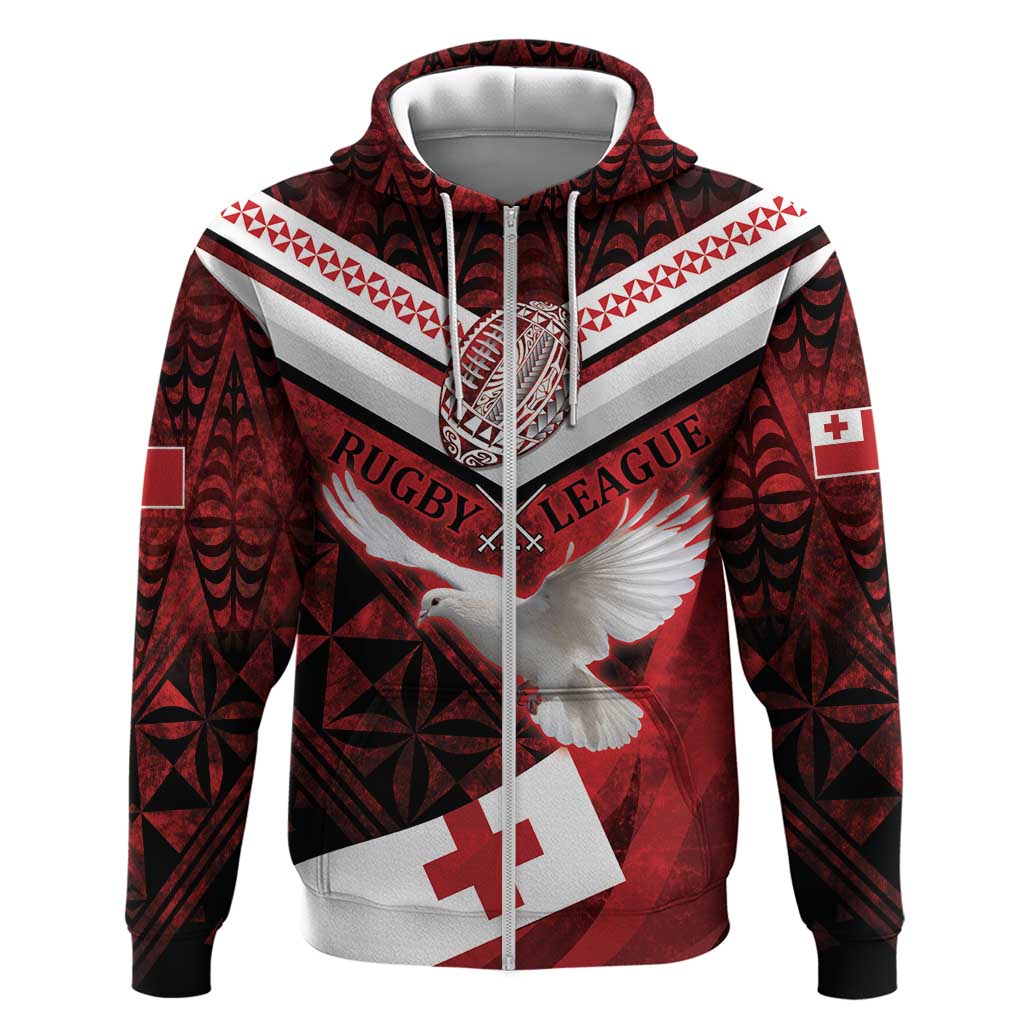 Custom Tonga XIII Rugby Tribal Tattoo Hoodie Mate Ma'a Tonga Kupesi Ngatu Grunge Style LT9 - Vibe Hoodie Shop