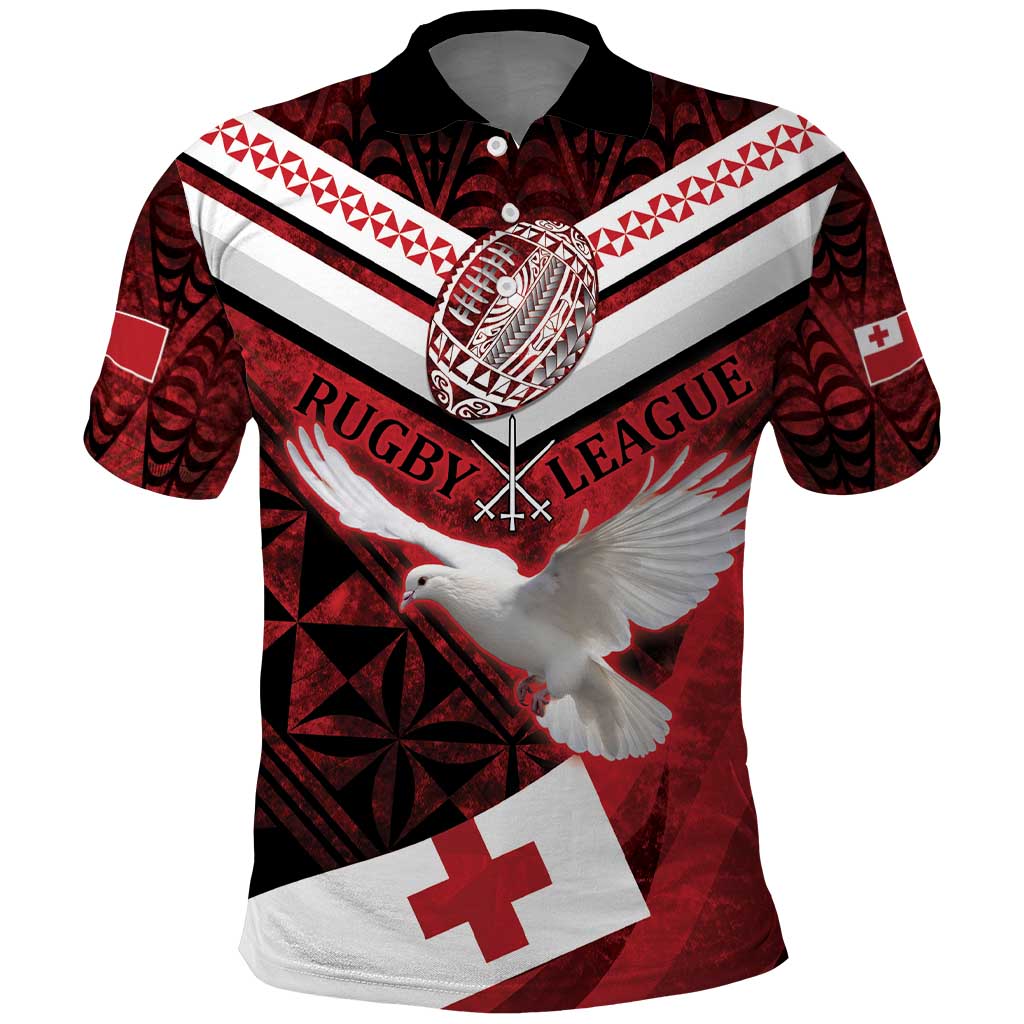 Custom Tonga XIII Rugby Tribal Tattoo Polo Shirt Mate Ma'a Tonga Kupesi Ngatu Grunge Style LT9 - Vibe Hoodie Shop