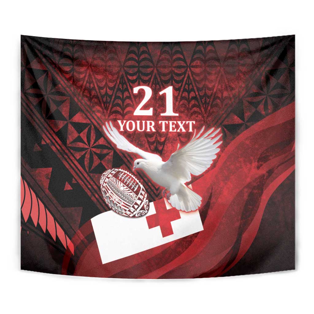 Custom Tonga XIII Rugby Tribal Tattoo Tapestry Mate Ma'a Tonga Kupesi Ngatu Grunge Style - Vibe Hoodie Shop