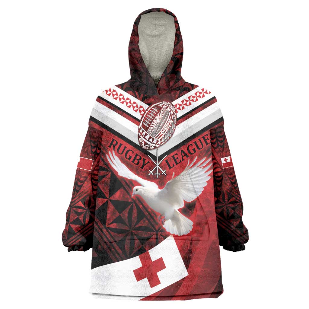 Custom Tonga XIII Rugby Tribal Tattoo Wearable Blanket Hoodie Mate Ma'a Tonga Kupesi Ngatu Grunge Style - Vibe Hoodie Shop