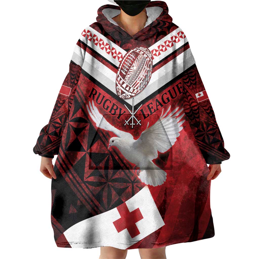 Custom Tonga XIII Rugby Tribal Tattoo Wearable Blanket Hoodie Mate Ma'a Tonga Kupesi Ngatu Grunge Style - Vibe Hoodie Shop