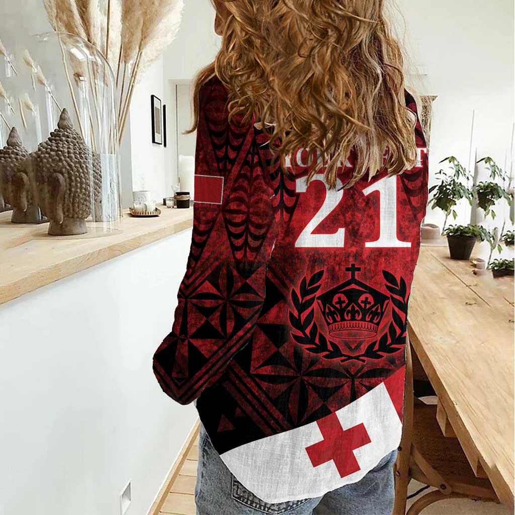 Custom Tonga XIII Rugby Tribal Tattoo Women Casual Shirt Mate Ma'a Tonga Kupesi Ngatu Grunge Style - Vibe Hoodie Shop