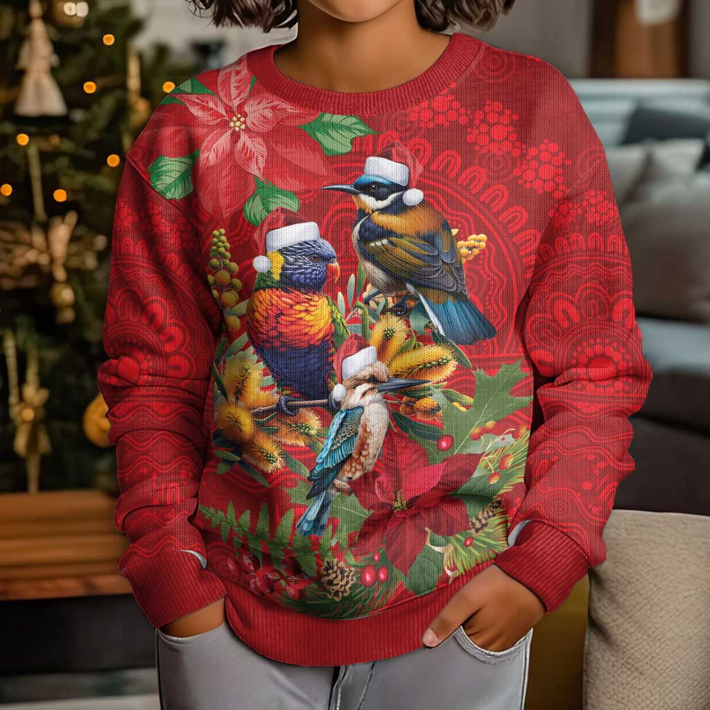 Aussie Native Bird Kid Ugly Christmas Sweater Aboriginal Inspired Christmas - Vibe Hoodie