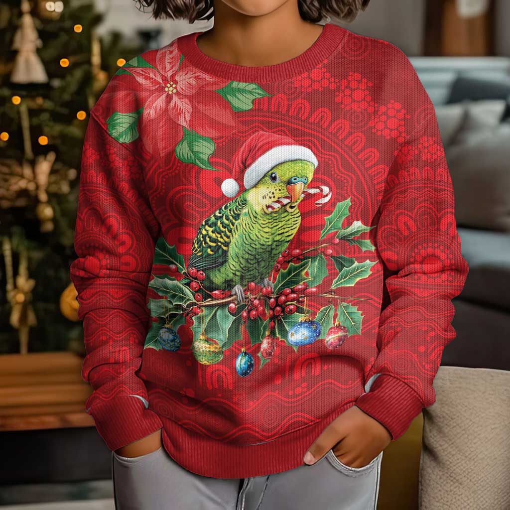 Aussie Green Budgerigar Kid Ugly Christmas Sweater Aboriginal Inspired Christmas - Vibe Hoodie
