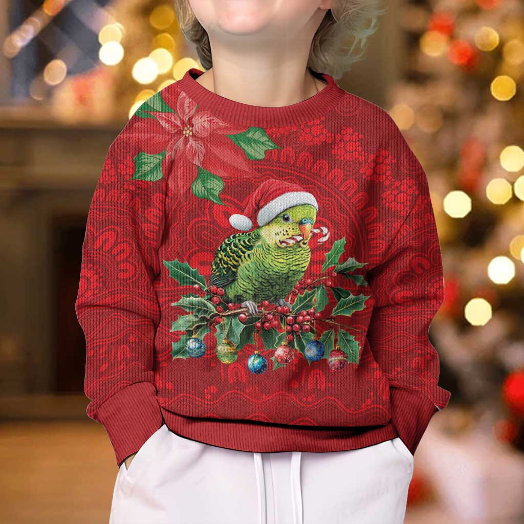 Aussie Green Budgerigar Kid Ugly Christmas Sweater Aboriginal Inspired Christmas - Vibe Hoodie