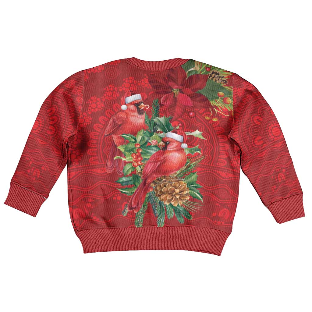 Aussie Red Cardinal Kid Ugly Christmas Sweater Aboriginal Inspired Christmas - Vibe Hoodie