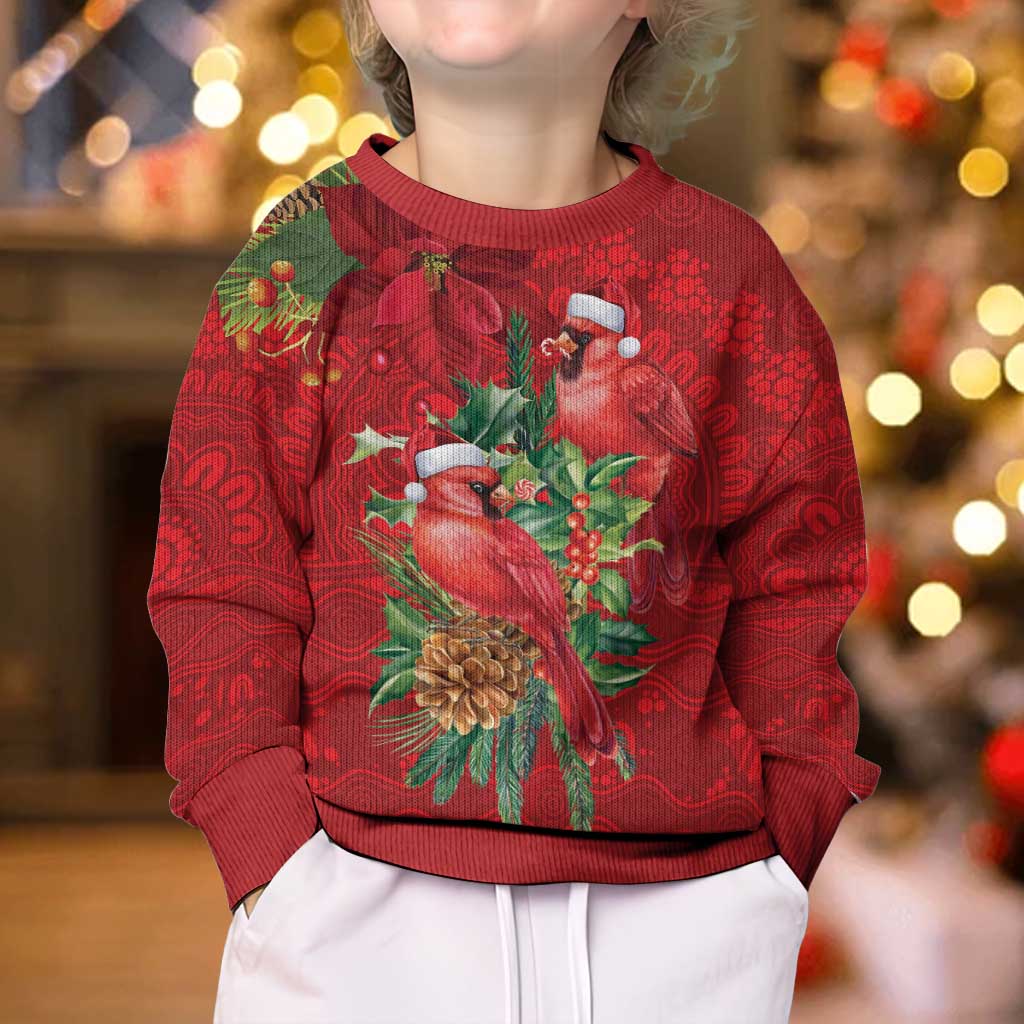 Aussie Red Cardinal Kid Ugly Christmas Sweater Aboriginal Inspired Christmas - Vibe Hoodie