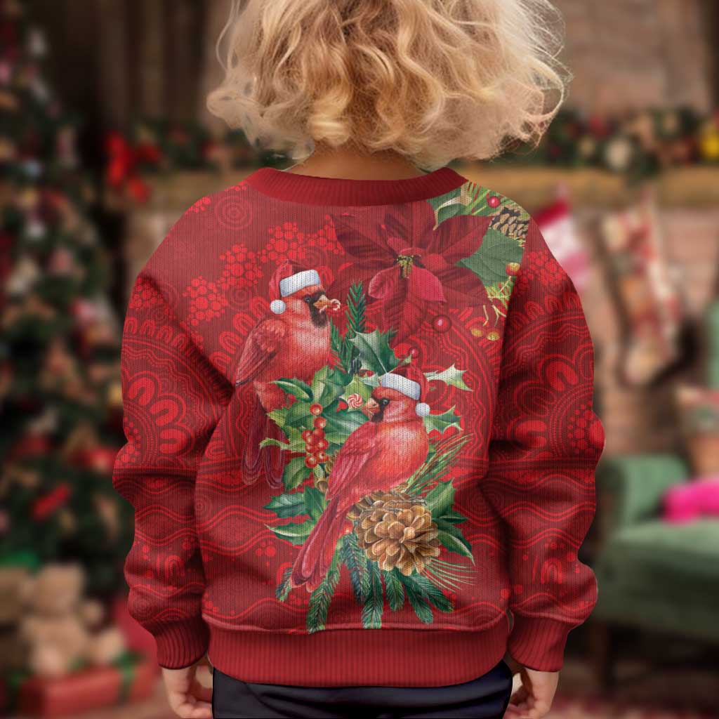 Aussie Red Cardinal Kid Ugly Christmas Sweater Aboriginal Inspired Christmas - Vibe Hoodie