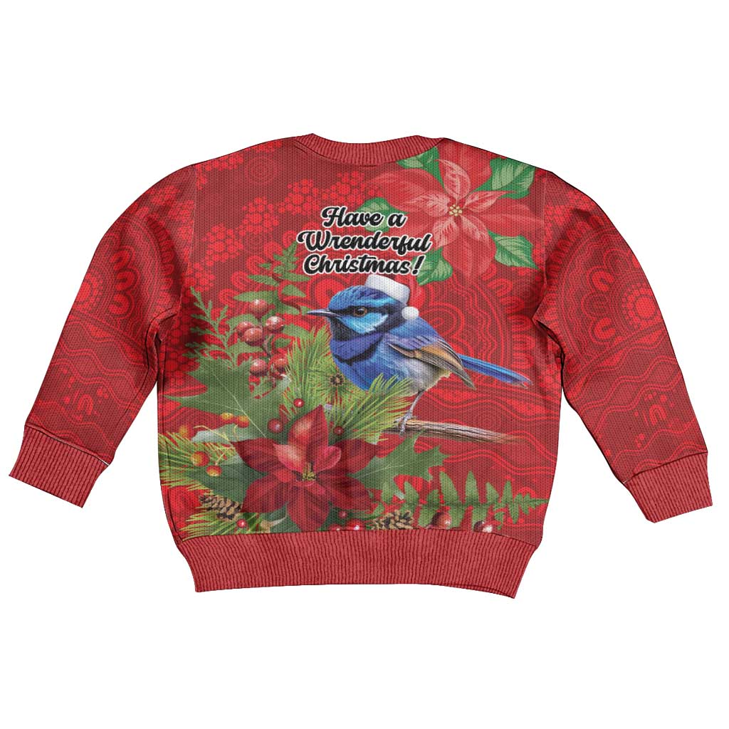 Aussie Superb Fairywren Bird Kid Ugly Christmas Sweater Aboriginal Inspired Christmas - Vibe Hoodie