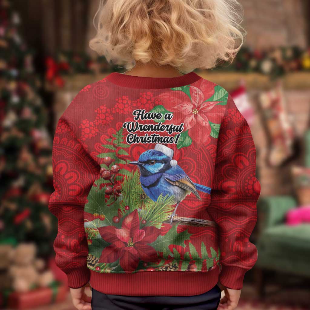 Aussie Superb Fairywren Bird Kid Ugly Christmas Sweater Aboriginal Inspired Christmas - Vibe Hoodie