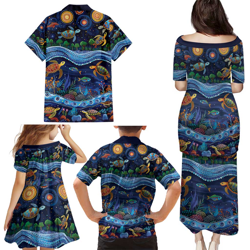 Australian Landscapes Family Matching Puletasi and Hawaiian Shirt Aboriginal Dreamtime Story