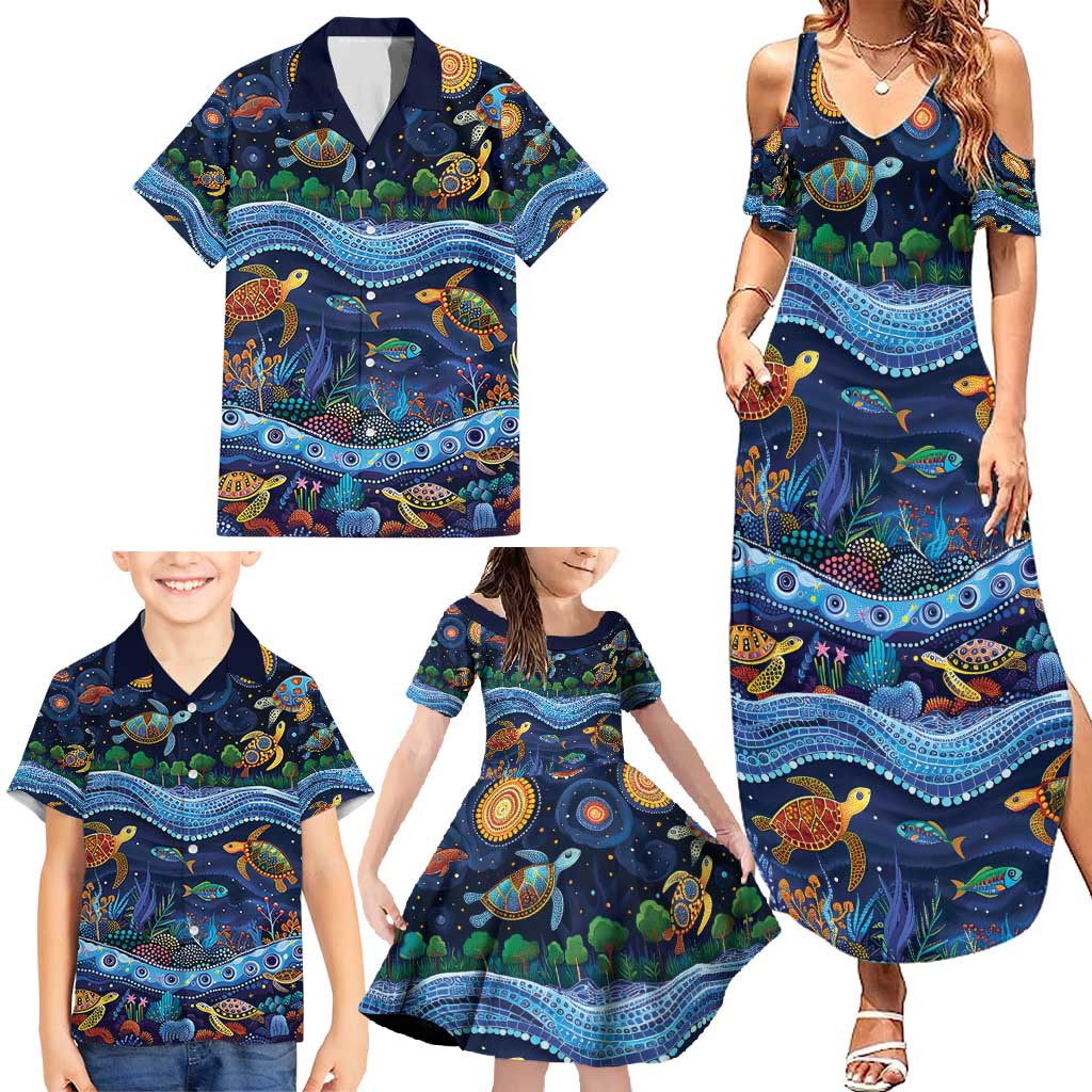 Australian Landscapes Family Matching Summer Maxi Dress and Hawaiian Shirt Aboriginal Dreamtime Story