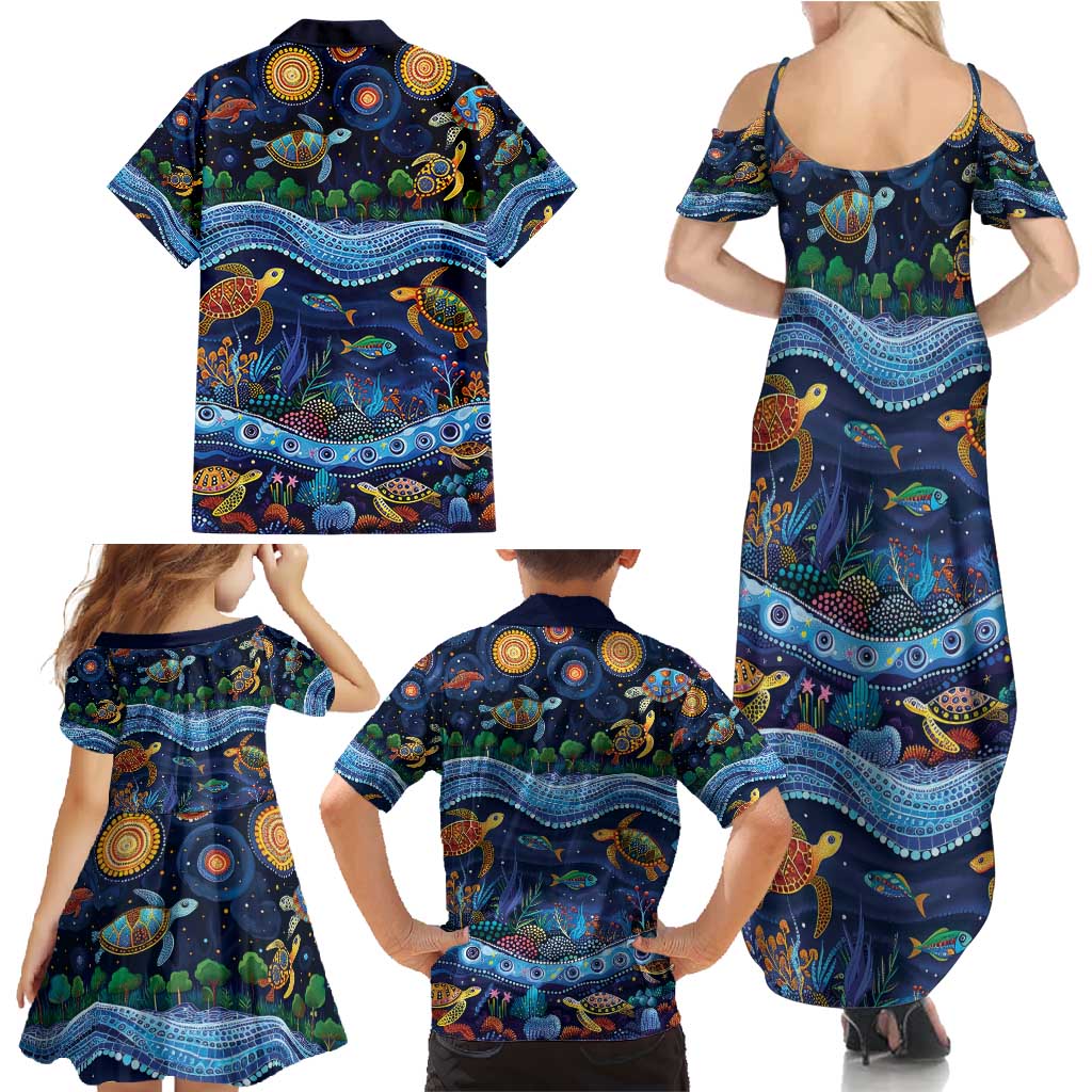 Australian Landscapes Family Matching Summer Maxi Dress and Hawaiian Shirt Aboriginal Dreamtime Story