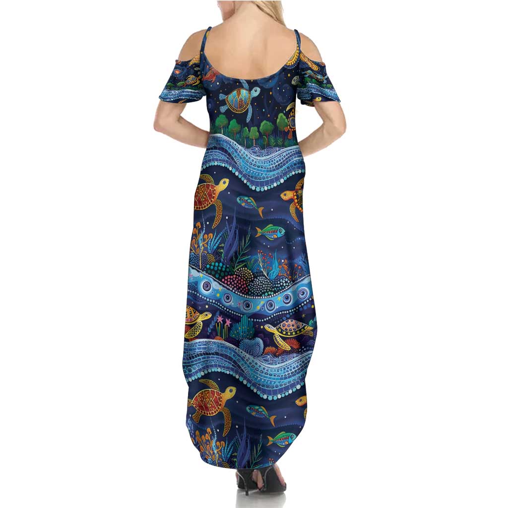 Australian Landscapes Family Matching Summer Maxi Dress and Hawaiian Shirt Aboriginal Dreamtime Story