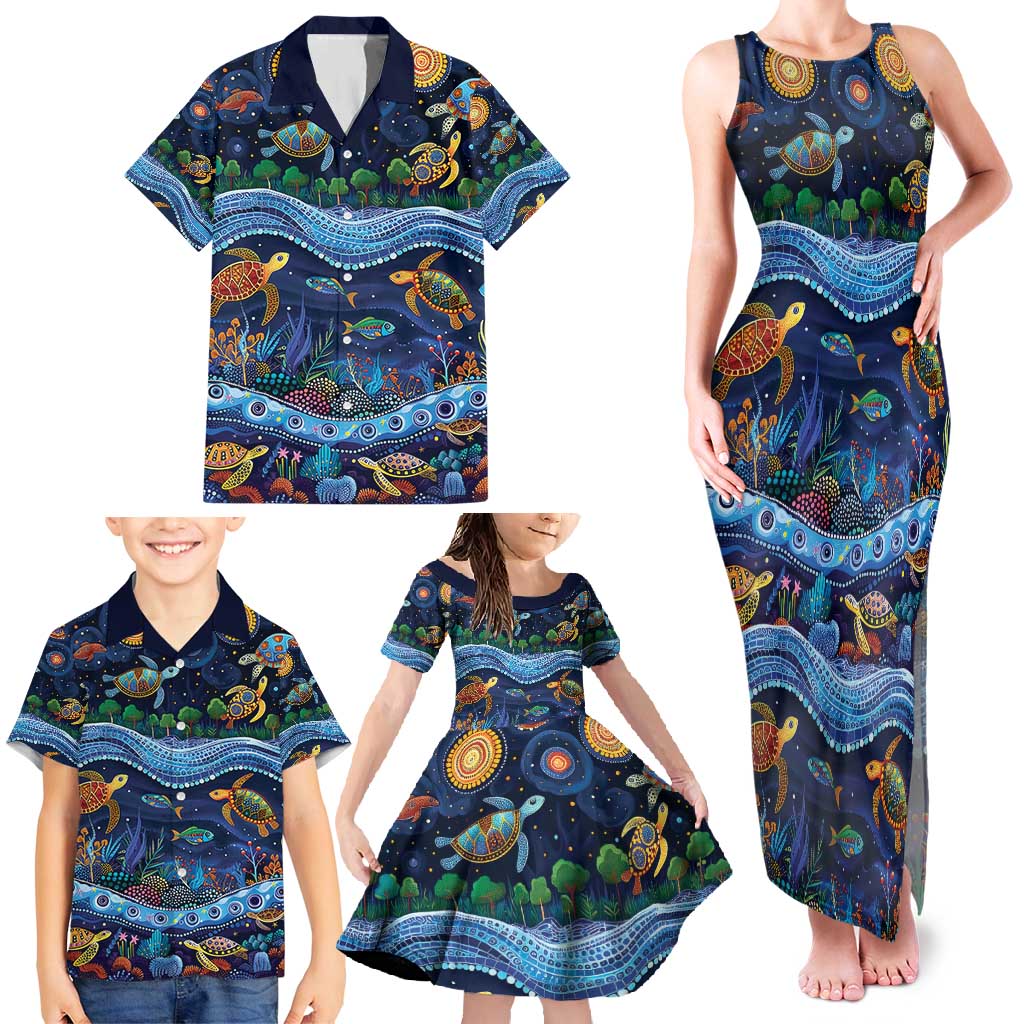 Australian Landscapes Family Matching Tank Maxi Dress and Hawaiian Shirt Aboriginal Dreamtime Story