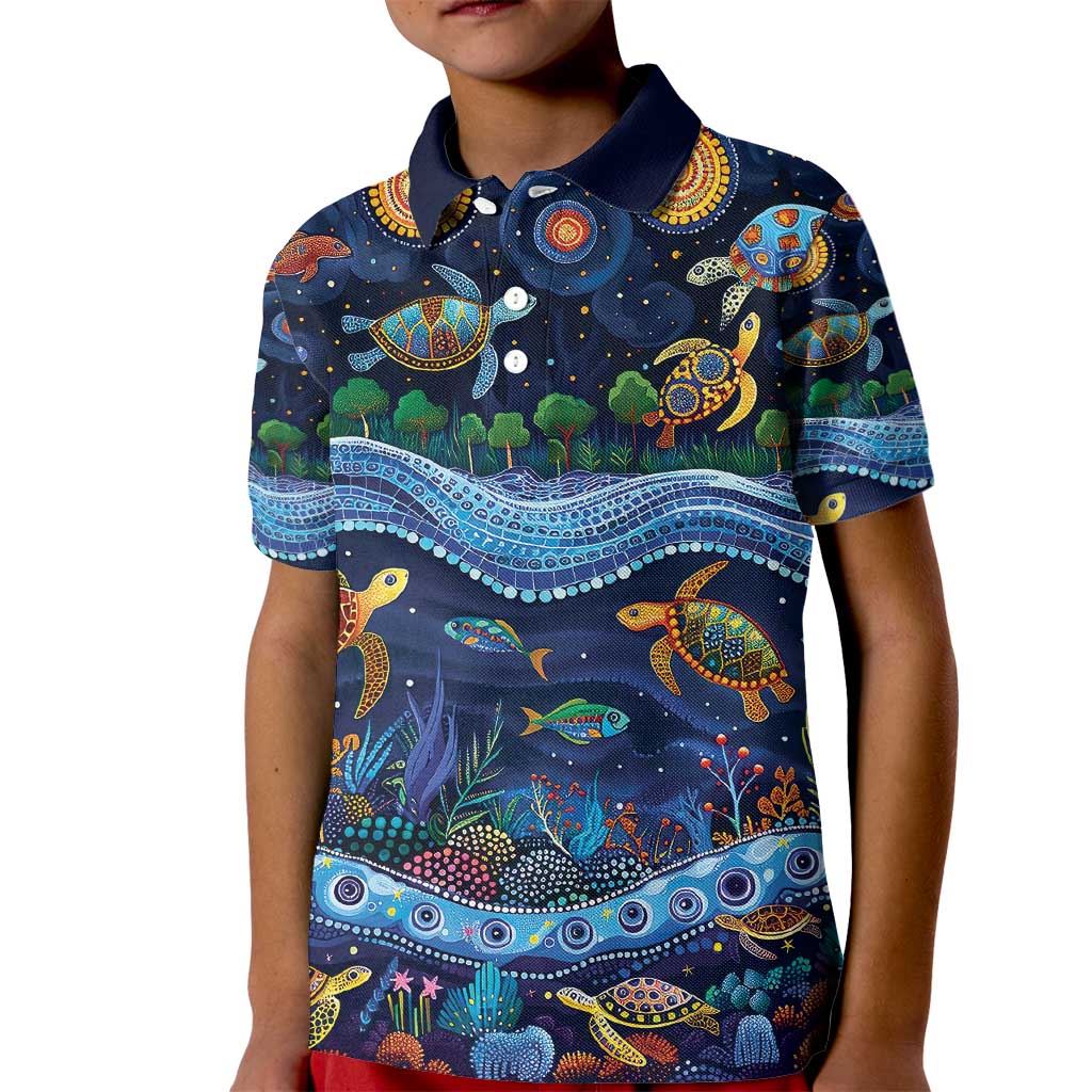 Australian Landscapes Kid Polo Shirt Aboriginal Dreamtime Story - Vibe Hoodie Shop