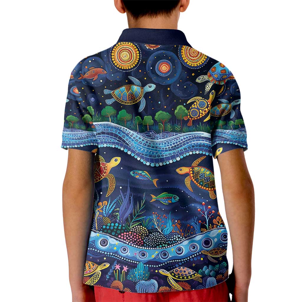 Australian Landscapes Kid Polo Shirt Aboriginal Dreamtime Story - Vibe Hoodie Shop