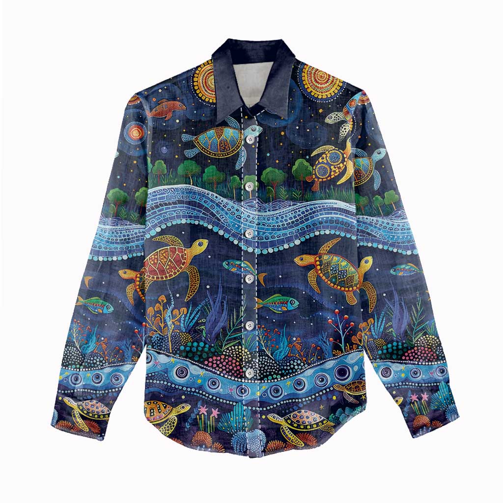 Australian Landscapes Women Casual Shirt Aboriginal Dreamtime Story - Vibe Hoodie Shop