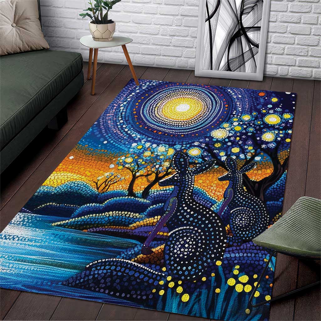 Australian Night Sky Landscape Area Rug Aboriginal Dreamtime Story - Vibe Hoodie Shop