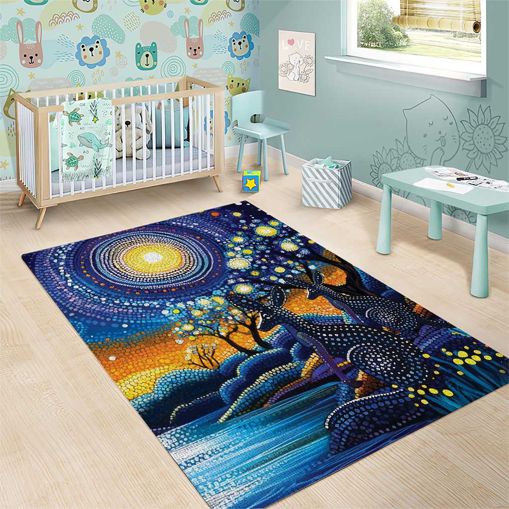 Australian Night Sky Landscape Area Rug Aboriginal Dreamtime Story - Vibe Hoodie Shop