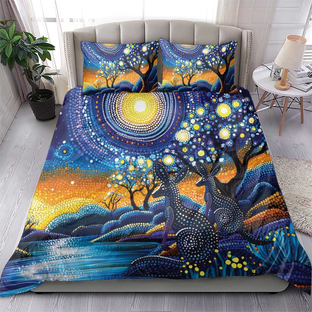 Australian Night Sky Landscape Bedding Set Aboriginal Dreamtime Story - Vibe Hoodie Shop